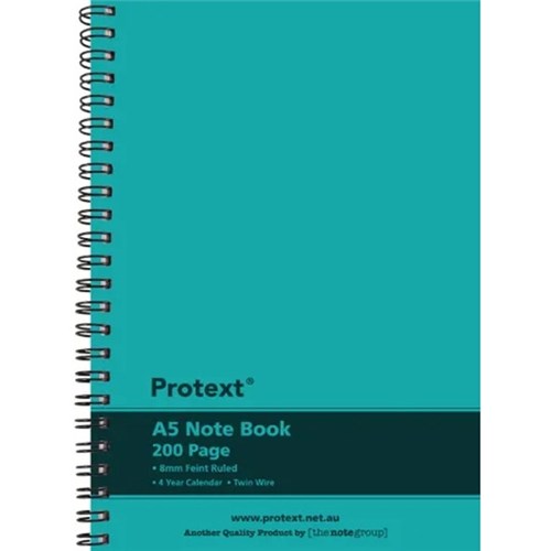Protext Twin Wire Notebook A5 200 Page Aqua
